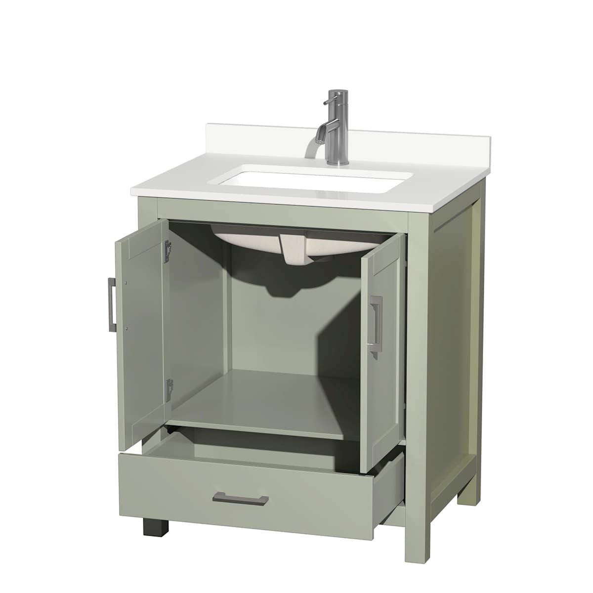 Sheffield 30" Free Standing Single Basin Vanity Set with Cabinet and Quartz Vanity Top