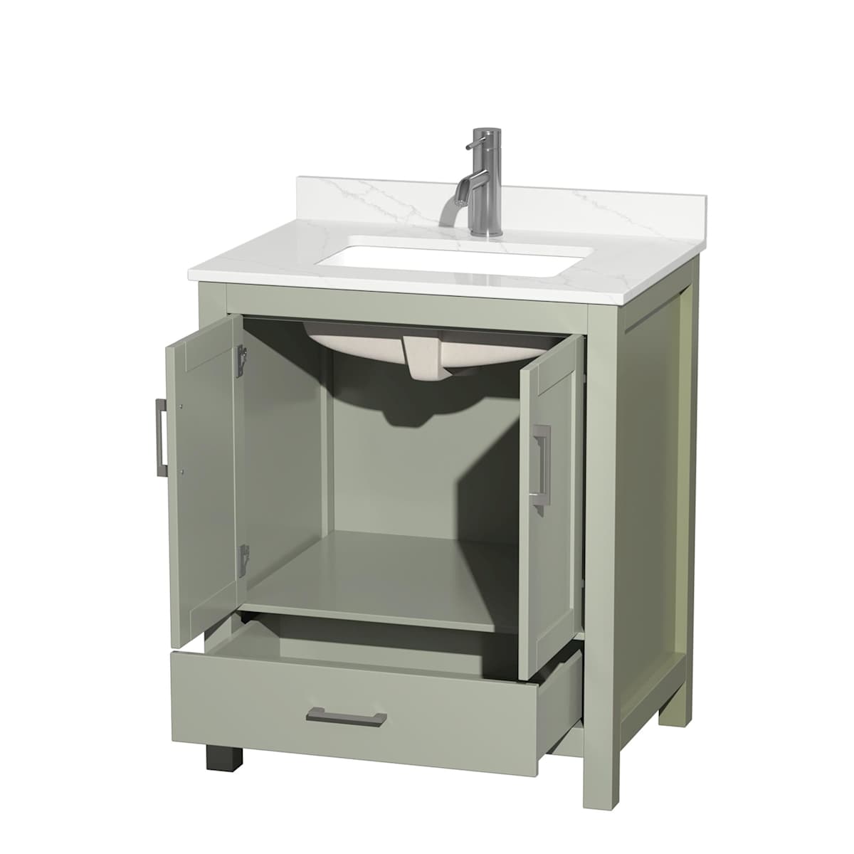 Sheffield 30" Free Standing Single Basin Vanity Set with Cabinet and Quartz Vanity Top