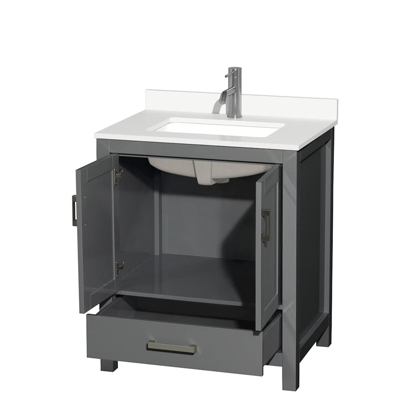 Sheffield 30" Free Standing Single Basin Vanity Set with Cabinet and Quartz Vanity Top - image 12