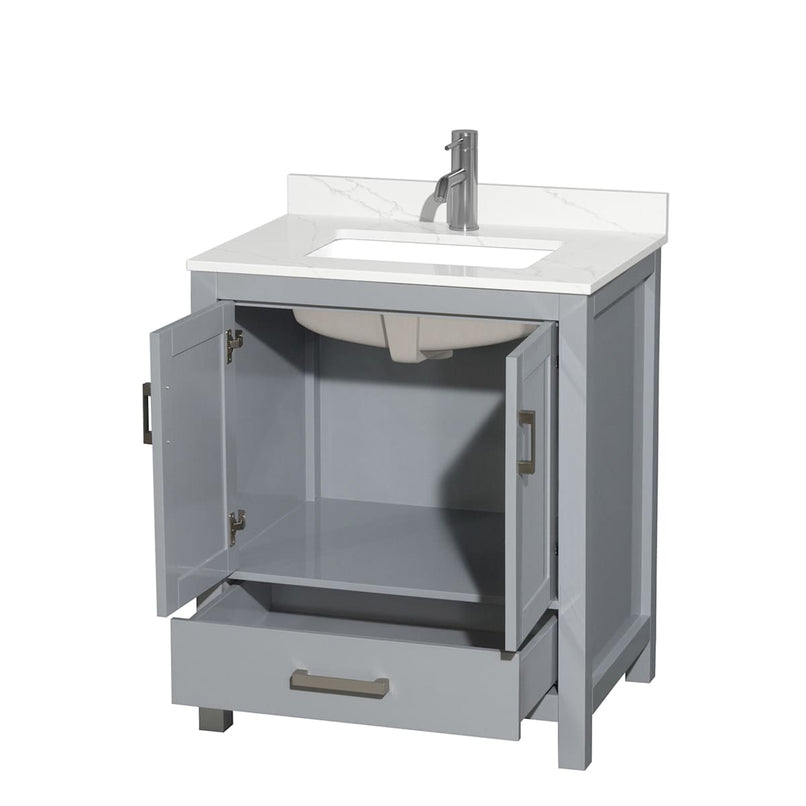 Sheffield 30" Free Standing Single Basin Vanity Set with Cabinet and Quartz Vanity Top - image 15