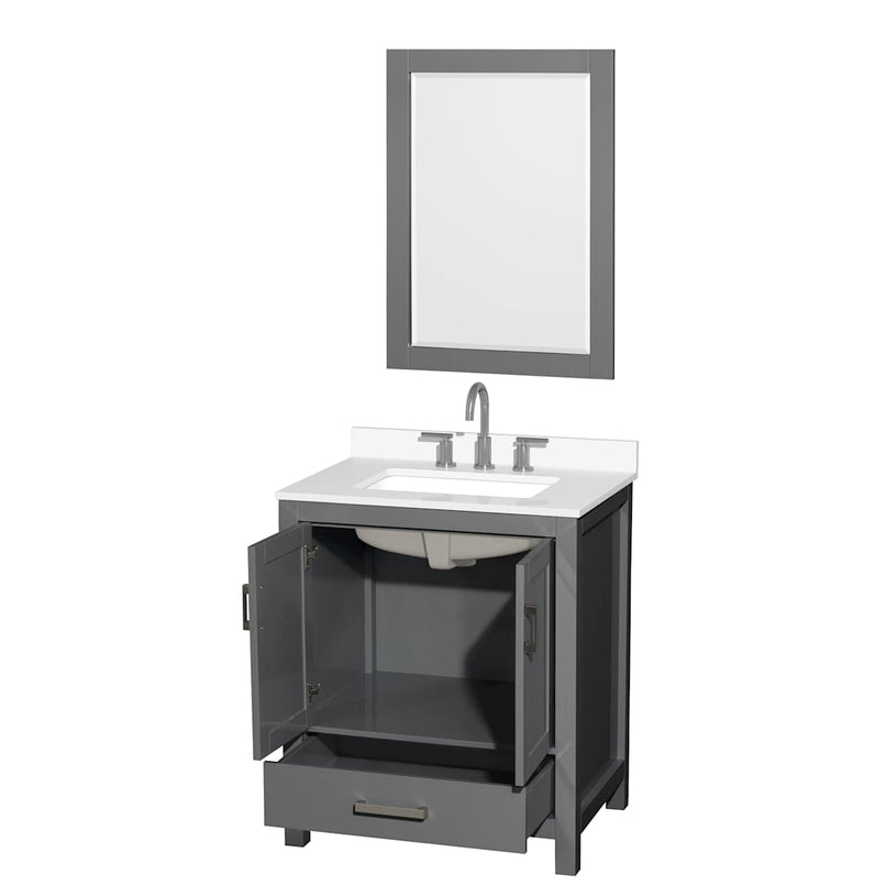Sheffield 30" Free Standing Single Basin Vanity Set with Cabinet, Quartz Vanity Top, and Framed Mirror - image 16