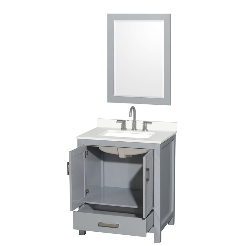 Sheffield 30" Free Standing Single Basin Vanity Set with Cabinet, Quartz Vanity Top, and Framed Mirror - image 18