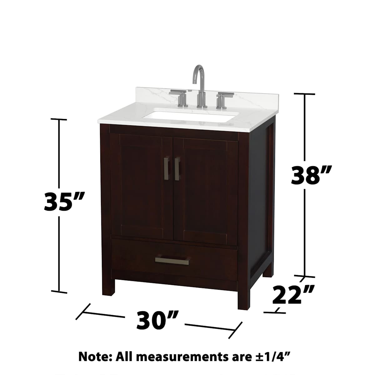 Sheffield 30" Free Standing Single Basin Vanity Set with Cabinet, Quartz Vanity Top, and Medicine Cabinet - image 6