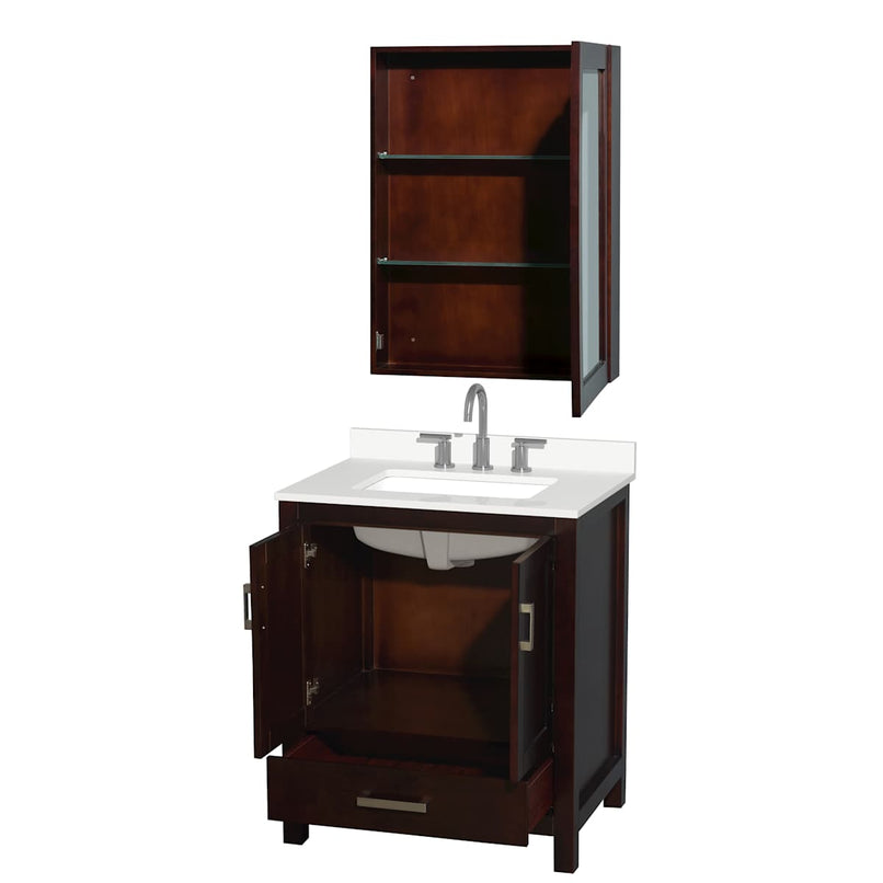 Sheffield 30" Free Standing Single Basin Vanity Set with Cabinet, Quartz Vanity Top, and Medicine Cabinet - image 7