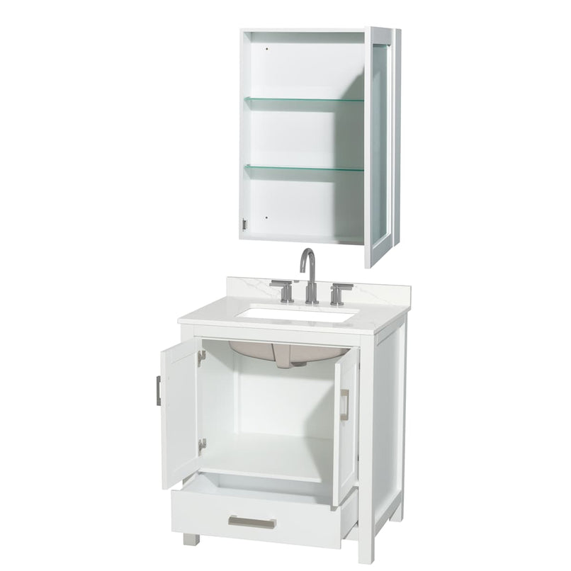 Sheffield 30" Free Standing Single Basin Vanity Set with Cabinet, Quartz Vanity Top, and Medicine Cabinet - image 14