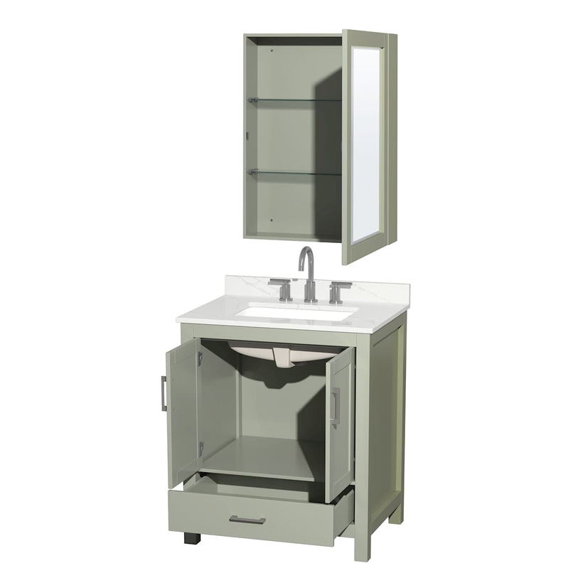 Sheffield 30" Free Standing Single Basin Vanity Set with Cabinet, Quartz Vanity Top, and Medicine Cabinet - image 16