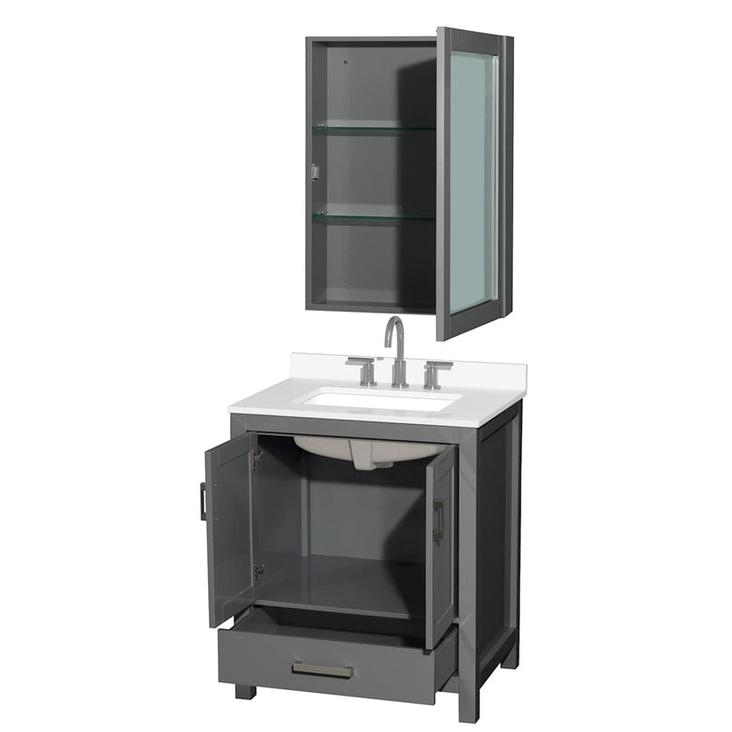 Sheffield 30" Free Standing Single Basin Vanity Set with Cabinet, Quartz Vanity Top, and Medicine Cabinet - image 17
