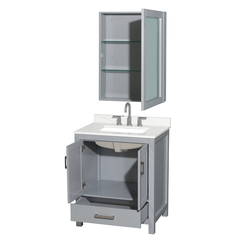 Sheffield 30" Free Standing Single Basin Vanity Set with Cabinet, Quartz Vanity Top, and Medicine Cabinet - image 20