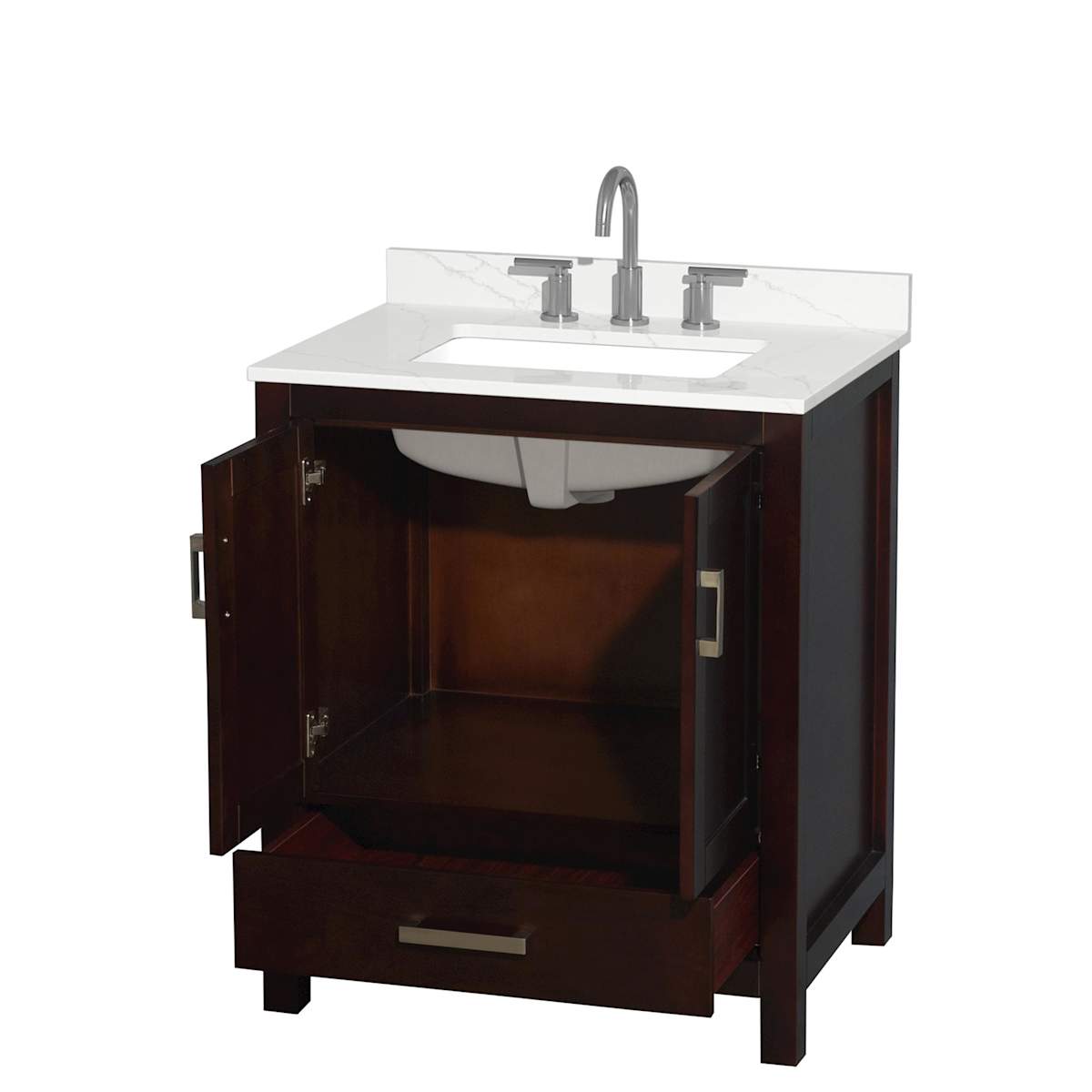Sheffield 30" Free Standing Single Basin Vanity Set with Cabinet and Quartz Vanity Top - image 2
