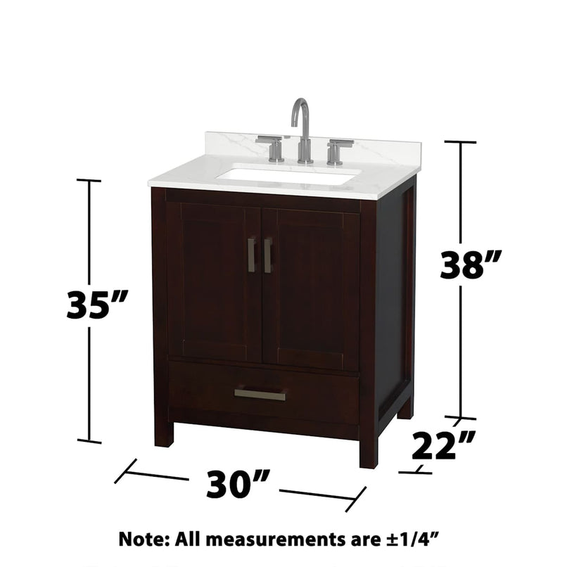 Sheffield 30" Free Standing Single Basin Vanity Set with Cabinet and Quartz Vanity Top - image 4
