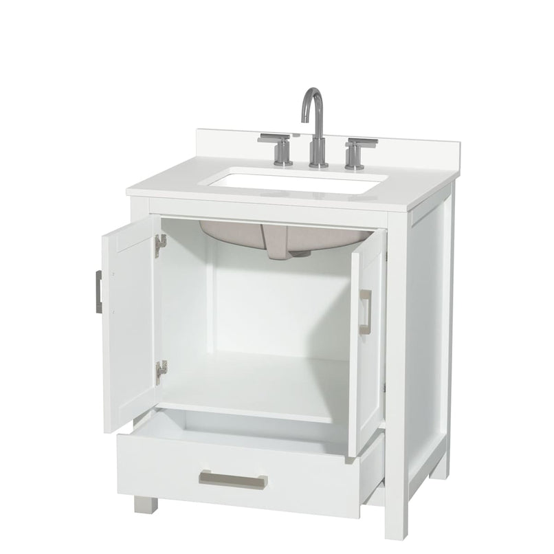 Sheffield 30" Free Standing Single Basin Vanity Set with Cabinet and Quartz Vanity Top - image 7
