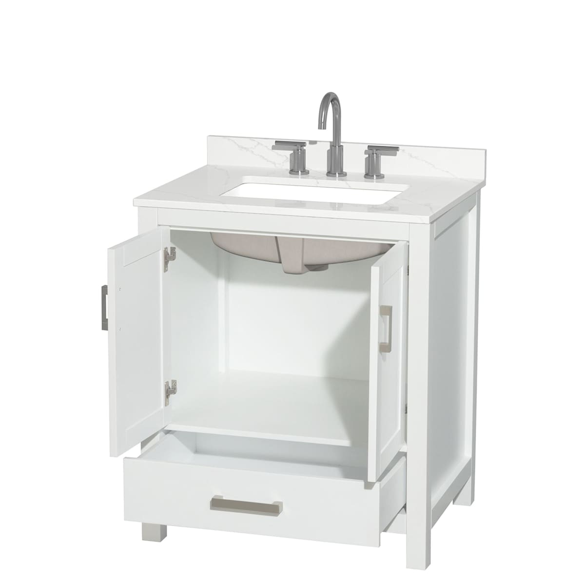 Sheffield 30" Free Standing Single Basin Vanity Set with Cabinet and Quartz Vanity Top