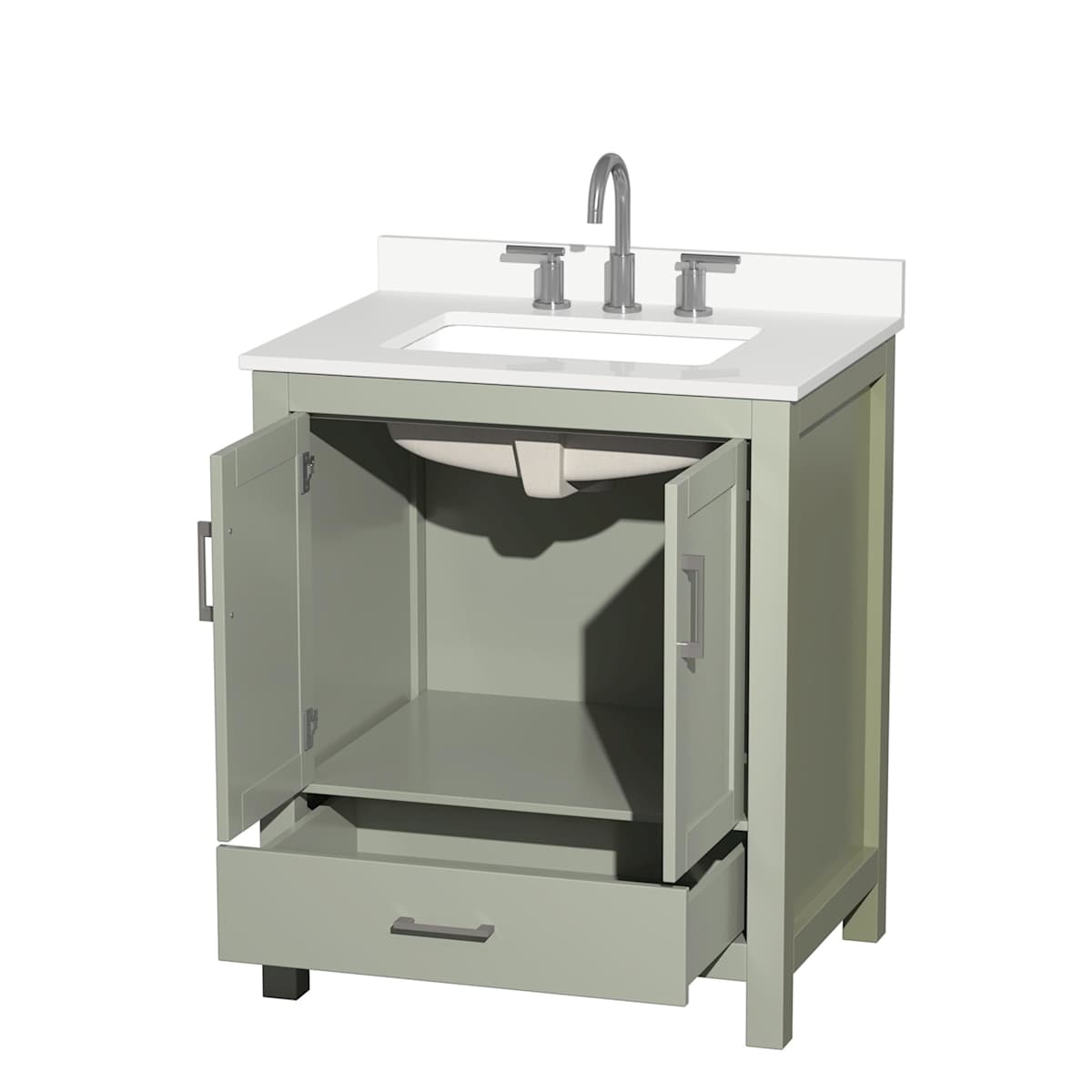 Sheffield 30" Free Standing Single Basin Vanity Set with Cabinet and Quartz Vanity Top