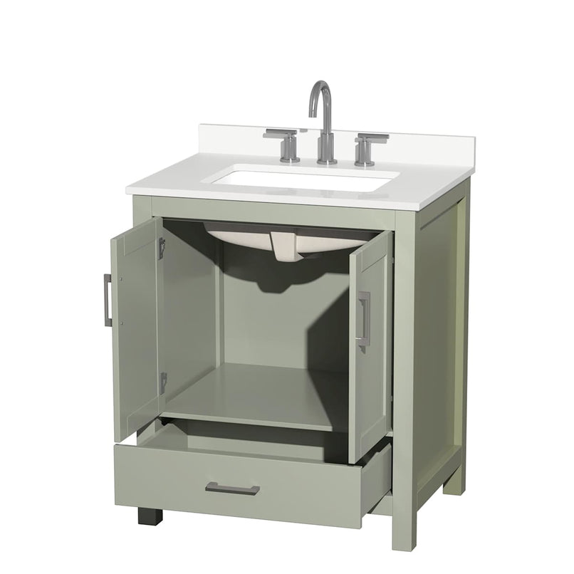 Sheffield 30" Free Standing Single Basin Vanity Set with Cabinet and Quartz Vanity Top - image 9