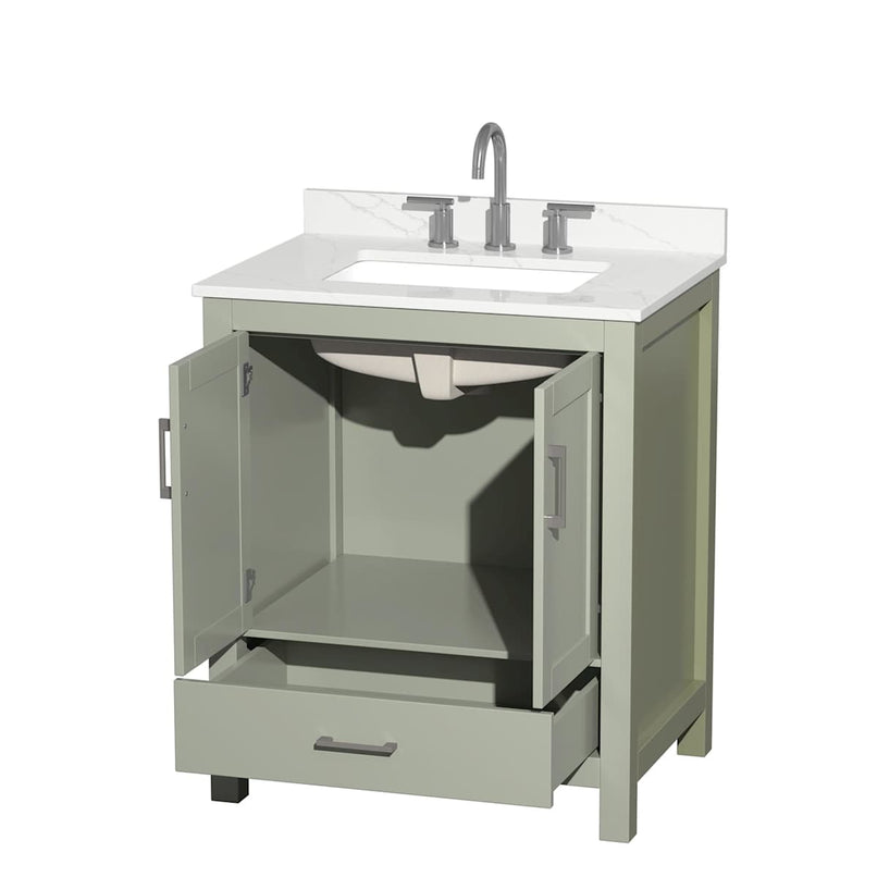 Sheffield 30" Free Standing Single Basin Vanity Set with Cabinet and Quartz Vanity Top - image 10