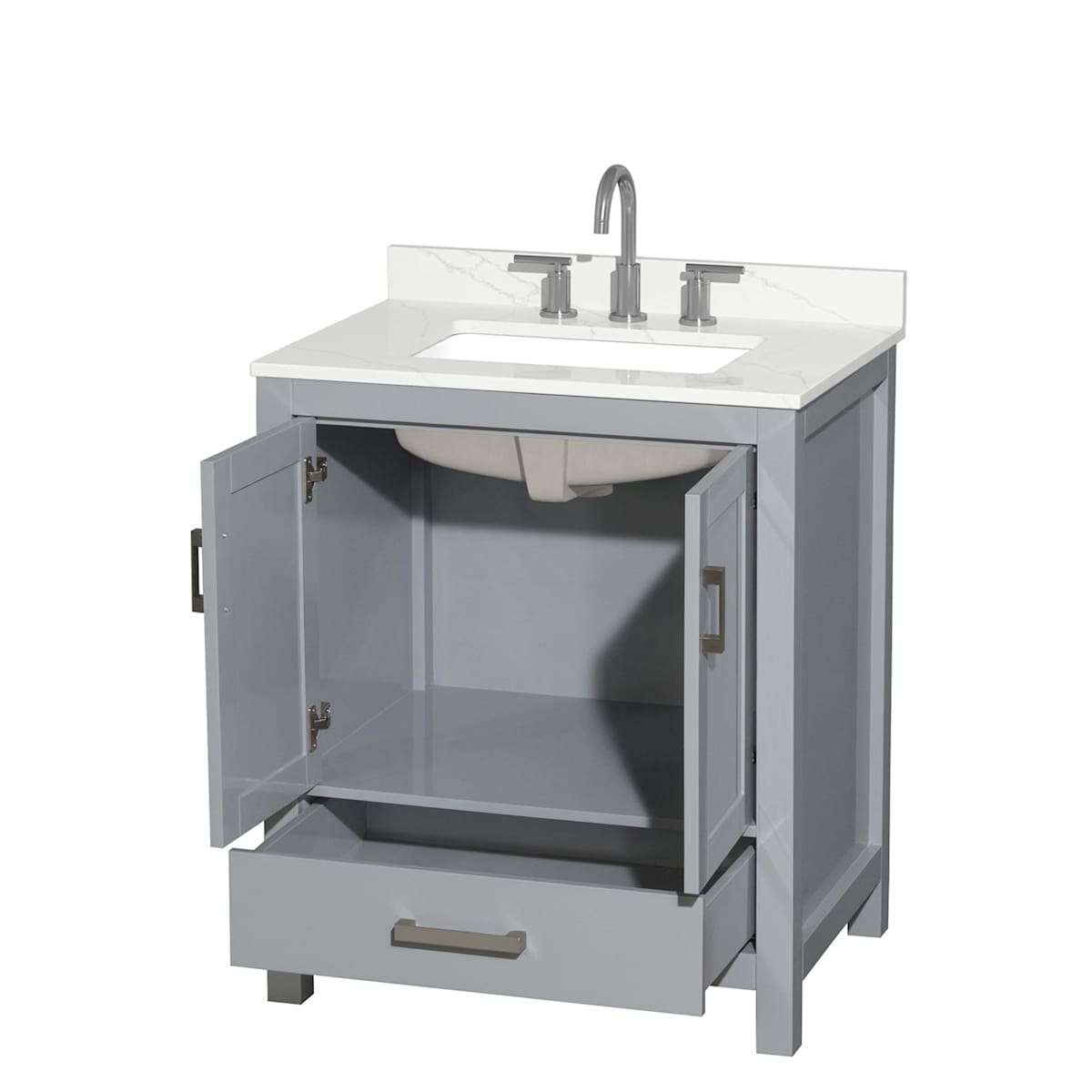 Sheffield 30" Free Standing Single Basin Vanity Set with Cabinet and Quartz Vanity Top - image 14