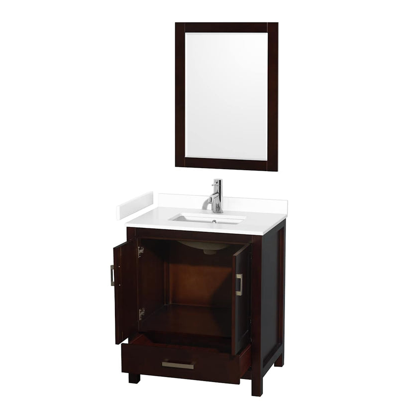 Sheffield 30" Free Standing Single Basin Vanity Set with Cabinet, Cultured Marble Vanity Top, and Framed Mirror - image 18
