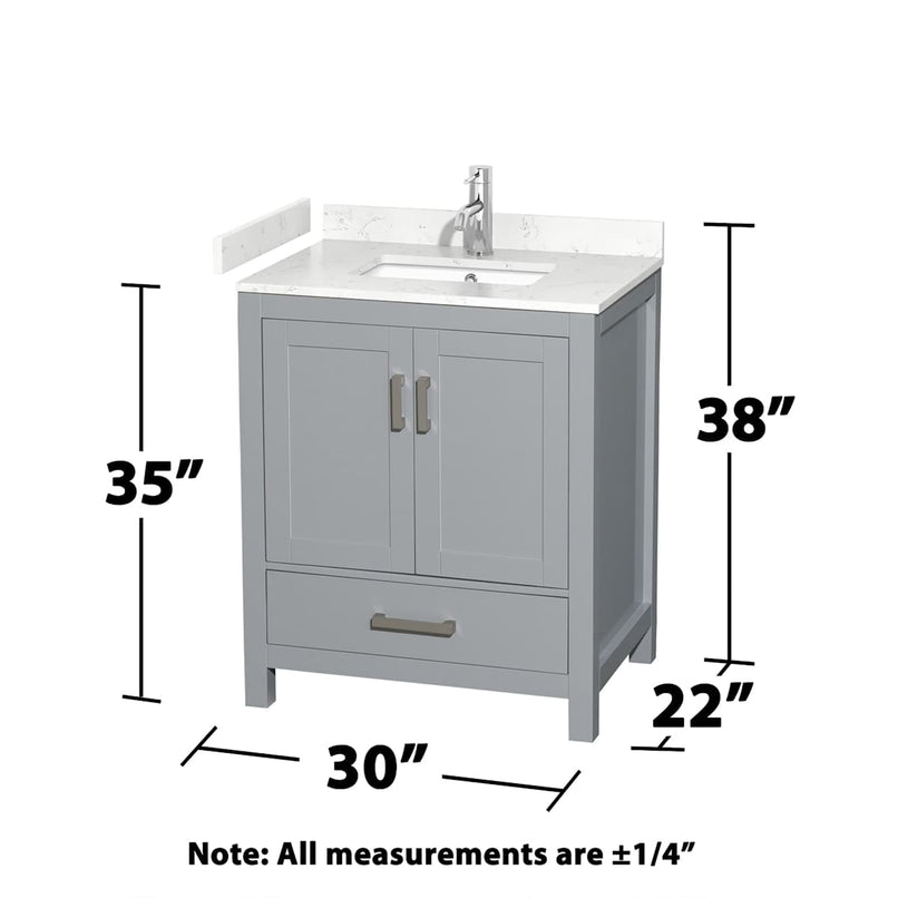 Sheffield 30" Free Standing Single Basin Vanity Set with Cabinet, Cultured Marble Vanity Top, and Medicine Cabinet - image 5