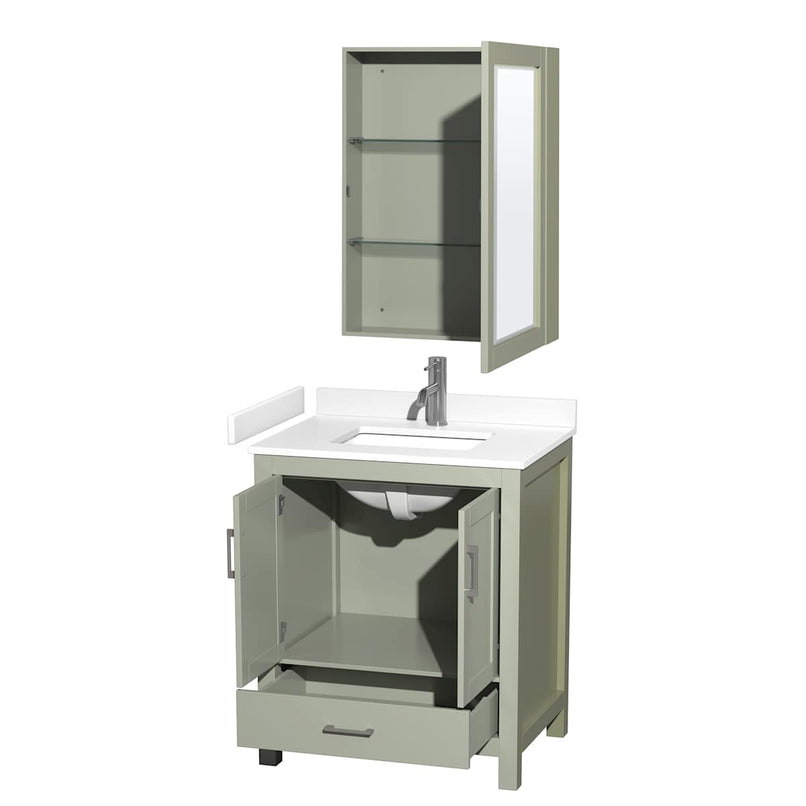 Sheffield 30" Free Standing Single Basin Vanity Set with Cabinet, Cultured Marble Vanity Top, and Medicine Cabinet - image 11