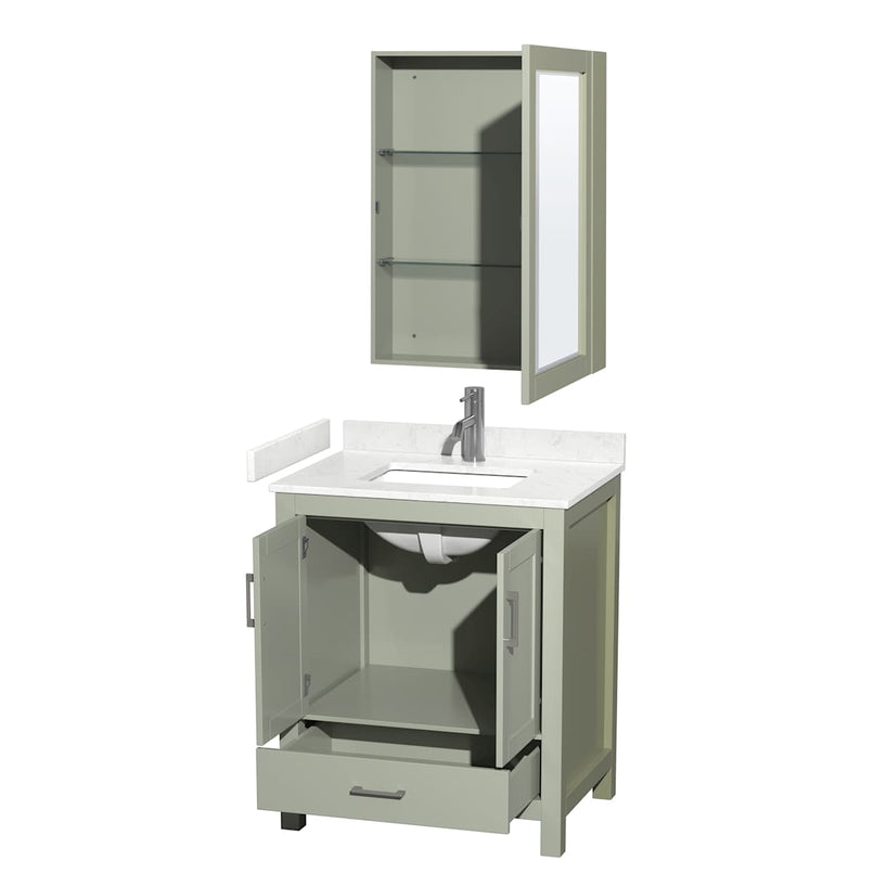 Sheffield 30" Free Standing Single Basin Vanity Set with Cabinet, Cultured Marble Vanity Top, and Medicine Cabinet - image 12