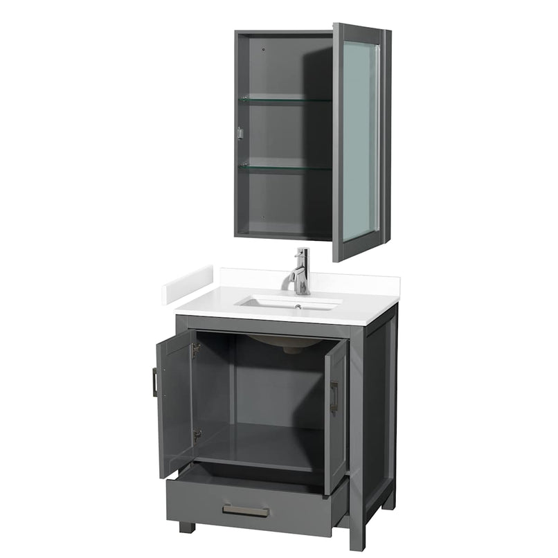 Sheffield 30" Free Standing Single Basin Vanity Set with Cabinet, Cultured Marble Vanity Top, and Medicine Cabinet - image 13
