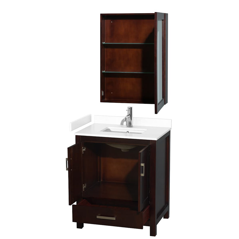 Sheffield 30" Free Standing Single Basin Vanity Set with Cabinet, Cultured Marble Vanity Top, and Medicine Cabinet - image 15