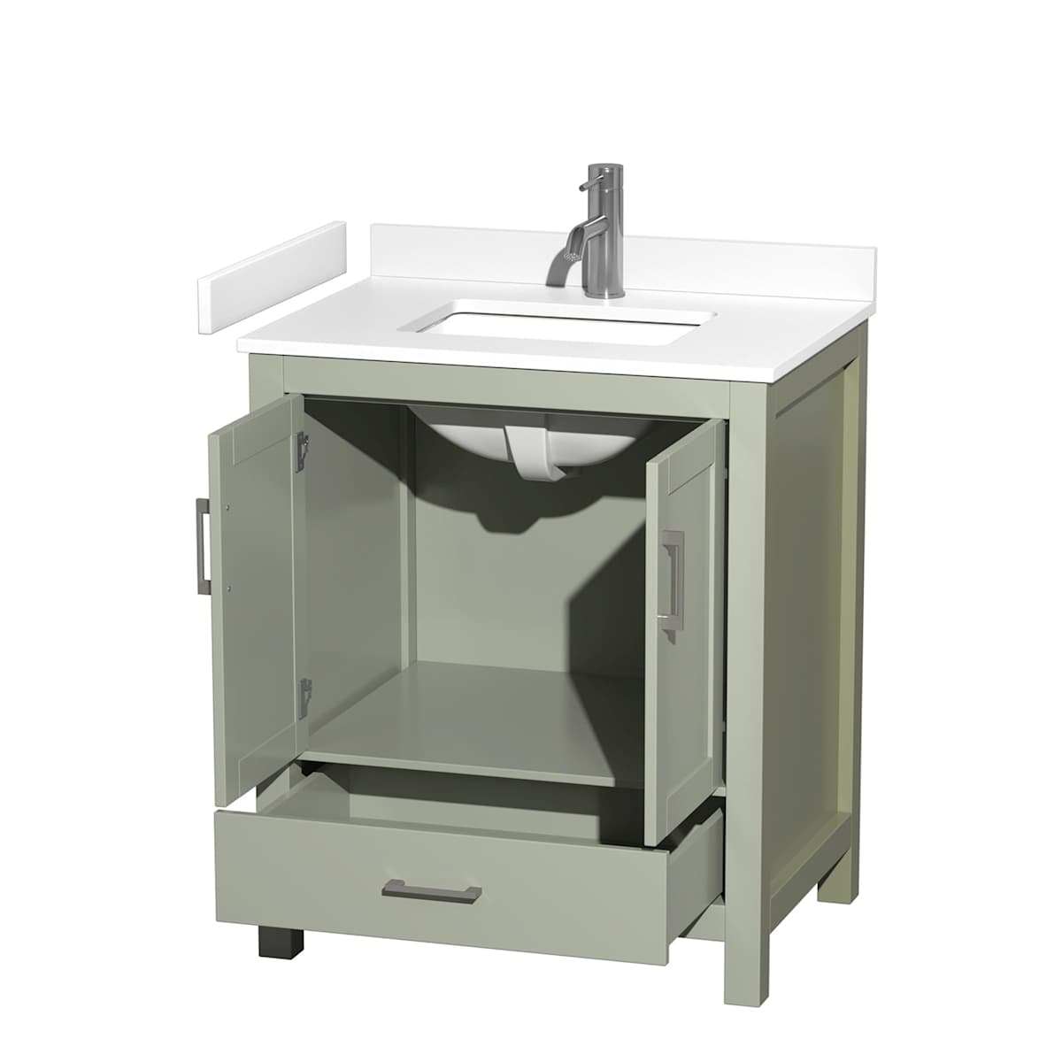 Sheffield 30" Free Standing Single Basin Vanity Set with Cabinet and Cultured Marble Vanity Top