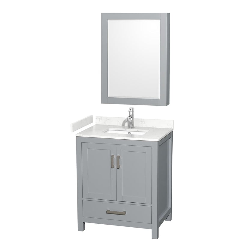 Sheffield 30" Free Standing Single Basin Vanity Set with Cabinet, Cultured Marble Vanity Top, and Medicine Cabinet - image 1