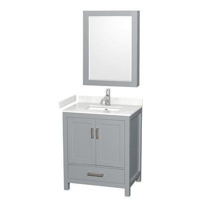 Sheffield 30" Free Standing Single Basin Vanity Set with Cabinet, Cultured Marble Vanity Top, and Medicine Cabinet - image 1