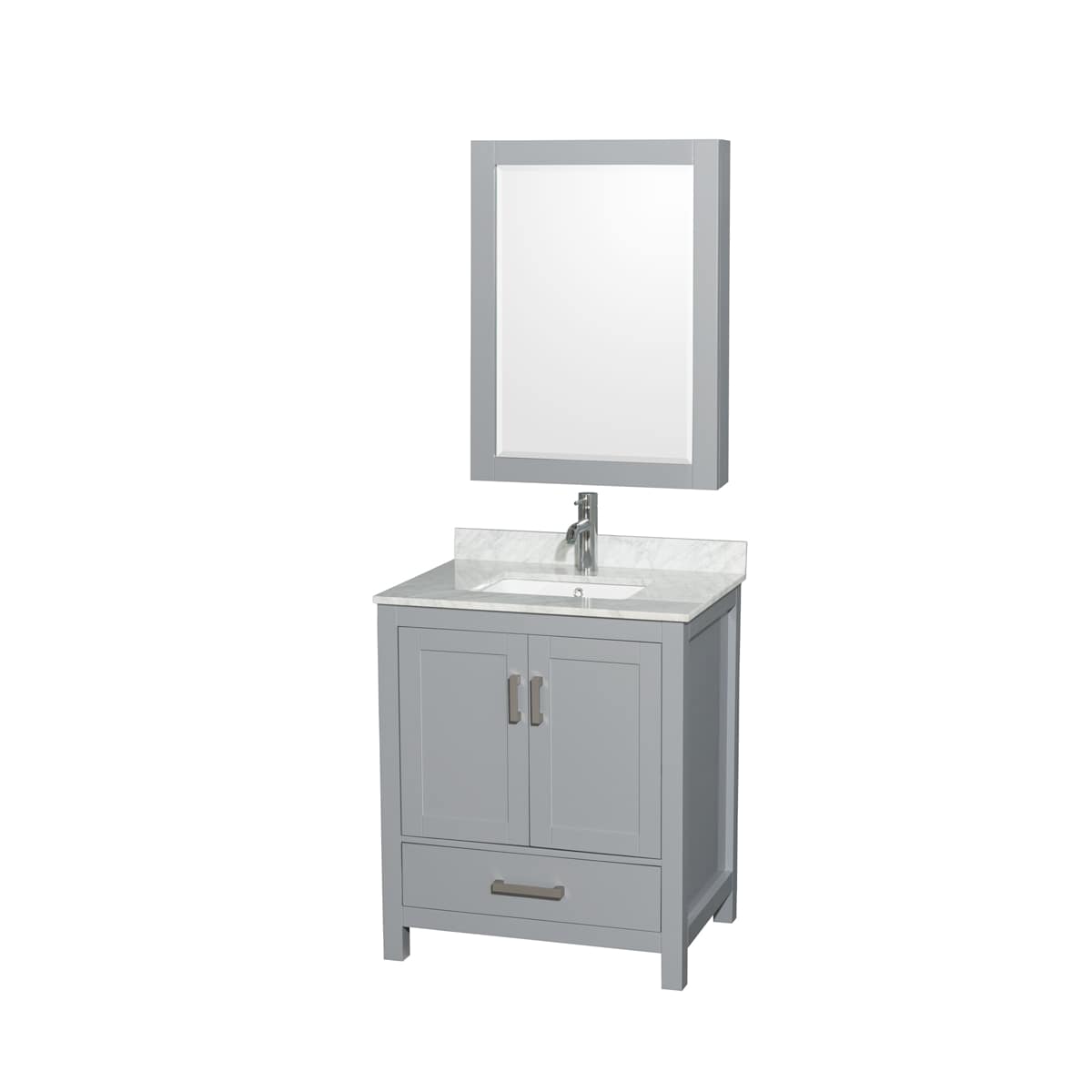 Sheffield 30" Free Standing Single Basin Vanity Set with Cabinet, Marble Vanity Top, and Medicine Cabinet