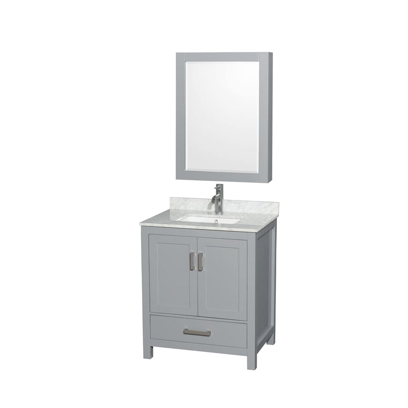 Sheffield 30" Free Standing Single Basin Vanity Set with Cabinet, Marble Vanity Top, and Medicine Cabinet - image 1