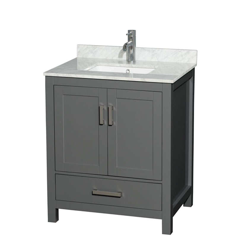 Sheffield 30" Free Standing Single Basin Vanity Set with Cabinet and Marble Vanity Top - image 1