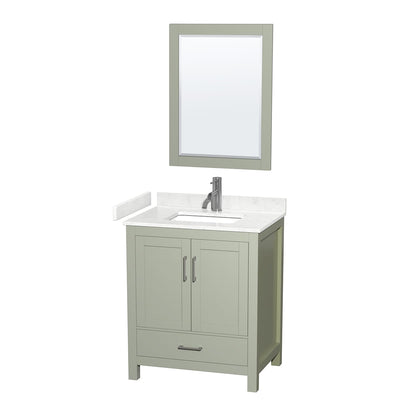 Sheffield 30" Free Standing Single Basin Vanity Set with Cabinet, Cultured Marble Vanity Top, and Framed Mirror - image 1