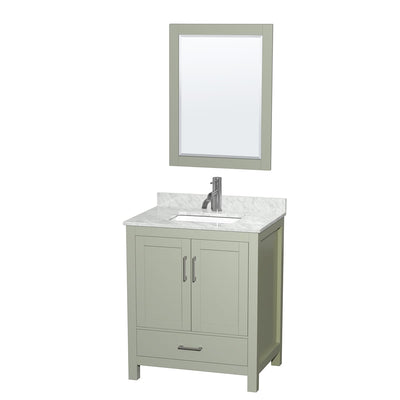 Sheffield 30" Free Standing Single Basin Vanity Set with Cabinet, Marble Vanity Top, and Framed Mirror - image 1