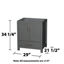 Sheffield 30" Single Free Standing Vanity Cabinet - Less Vanity Top - image 9