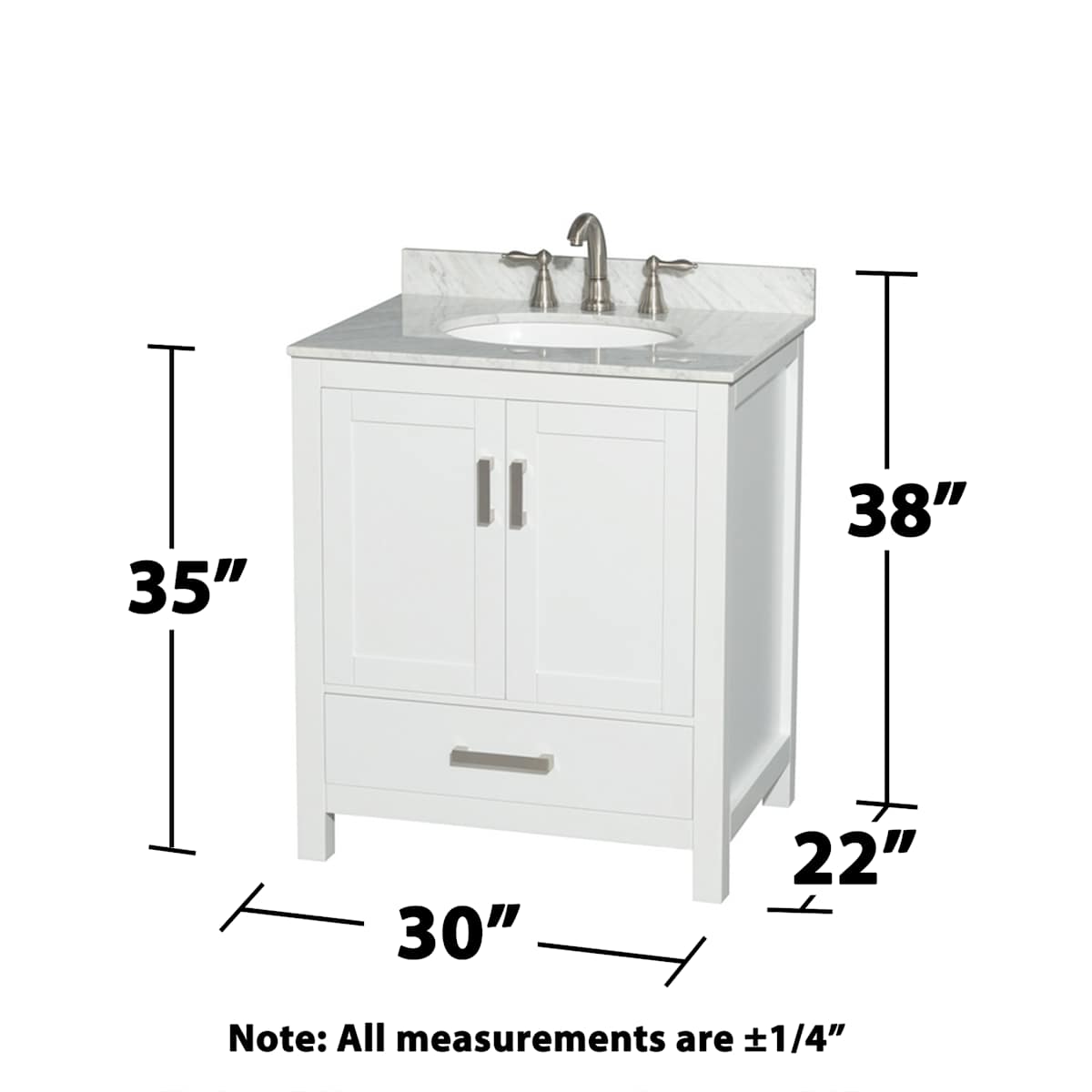 Sheffield 30" Free Standing Single Basin Vanity Set with Cabinet, Marble Vanity Top, and Framed Mirror