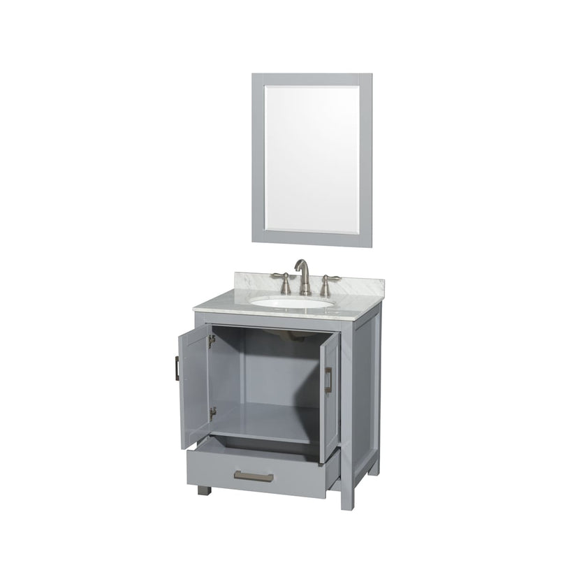 Sheffield 30" Free Standing Single Basin Vanity Set with Cabinet, Marble Vanity Top, and Framed Mirror - image 8