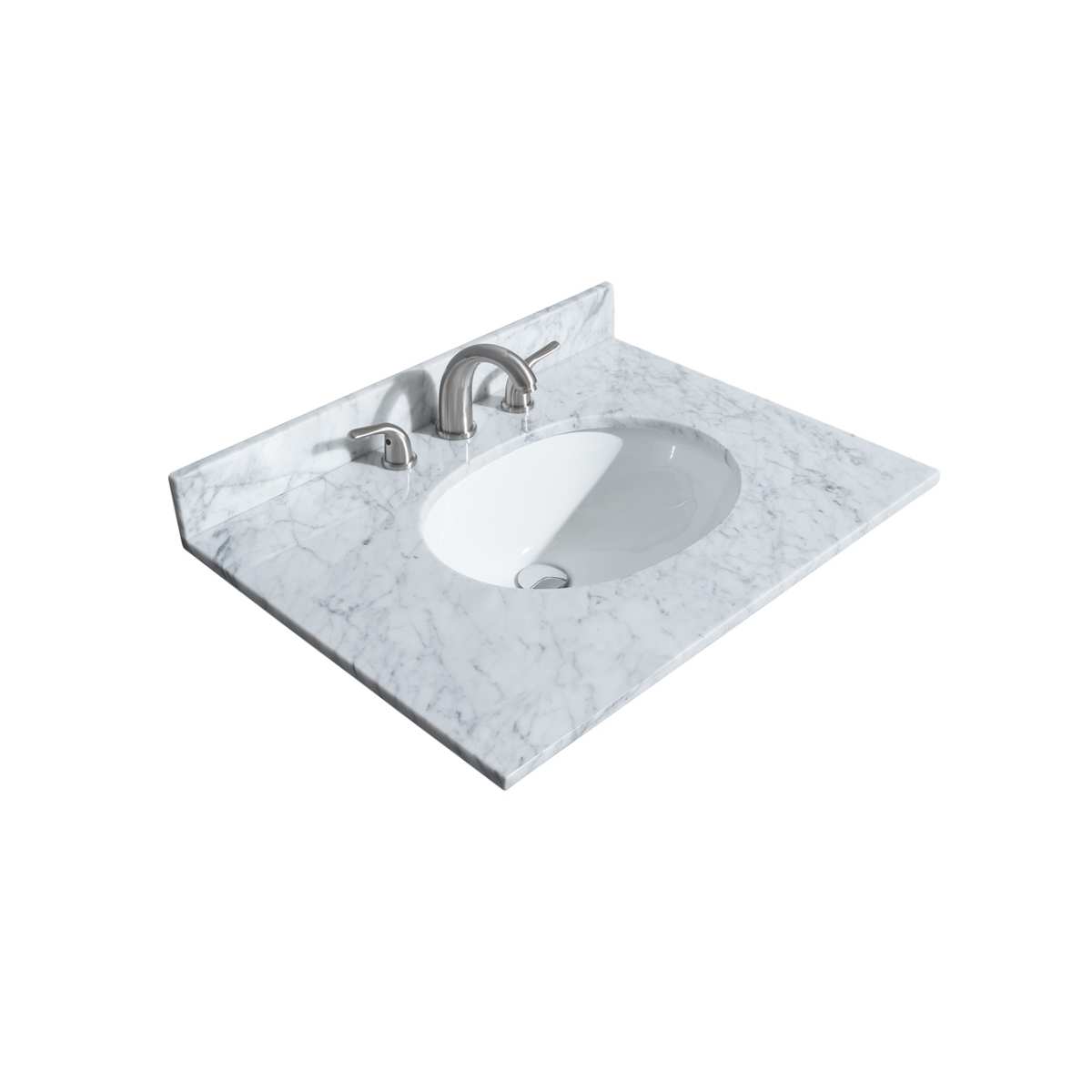 Sheffield 30" Free Standing Single Basin Vanity Set with Cabinet, Marble Vanity Top, and Framed Mirror