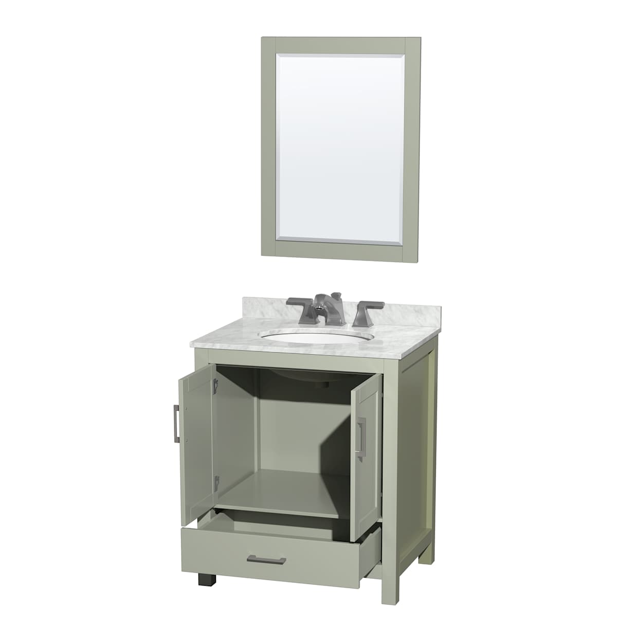 Sheffield 30" Free Standing Single Basin Vanity Set with Cabinet, Marble Vanity Top, and Framed Mirror - image 15