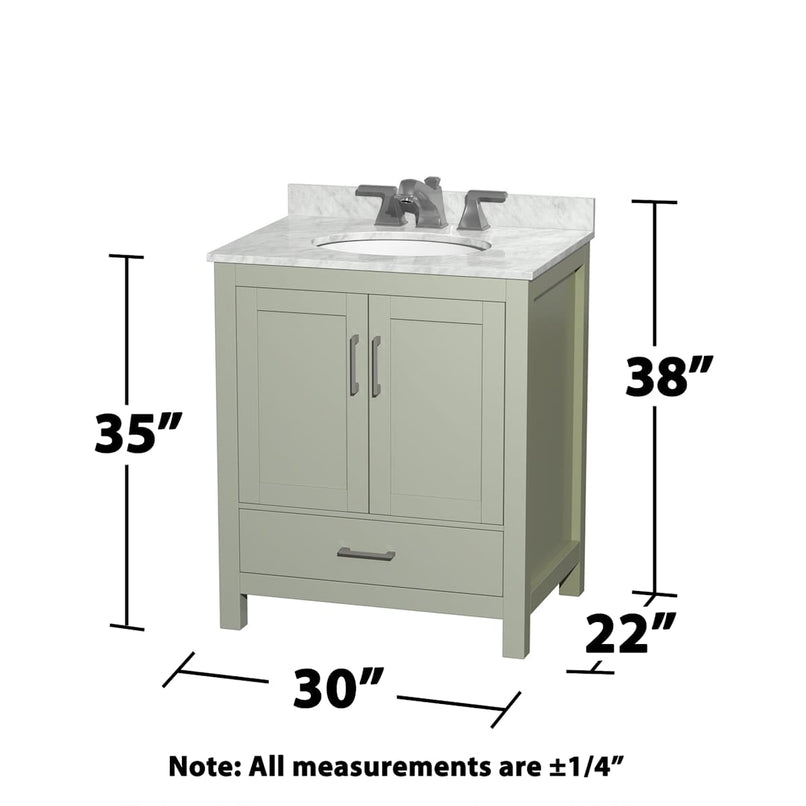 Sheffield 30" Free Standing Single Basin Vanity Set with Cabinet, Marble Vanity Top, and Framed Mirror - image 17