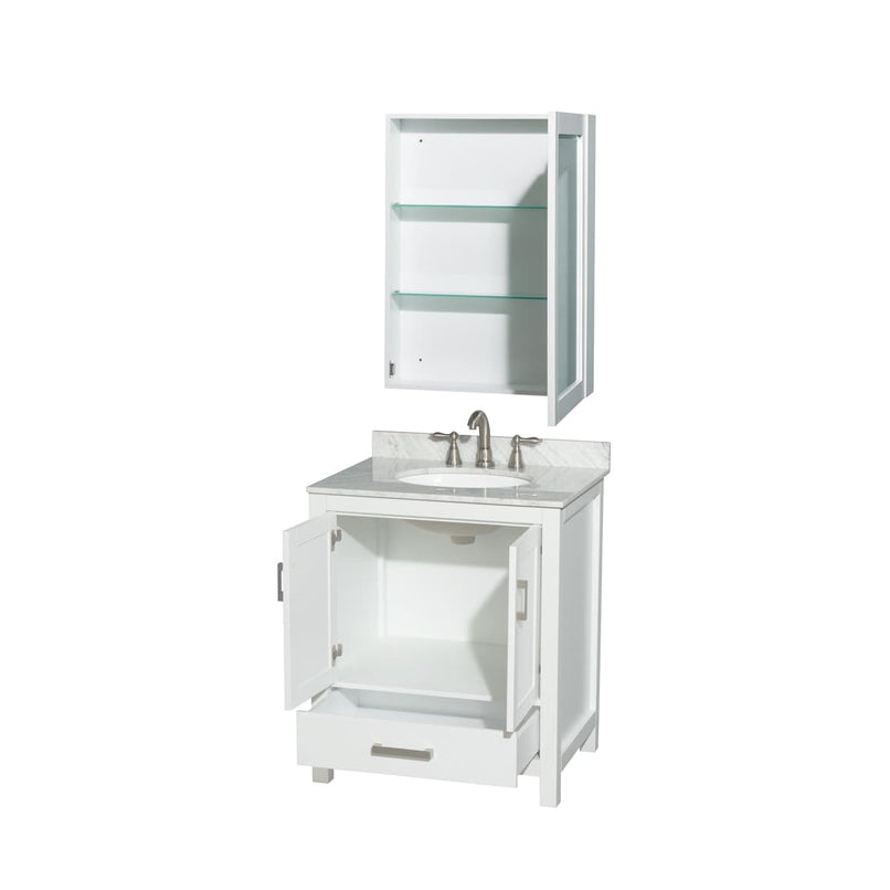Sheffield 30" Free Standing Single Basin Vanity Set with Cabinet, Marble Vanity Top, and Medicine Cabinet - image 5