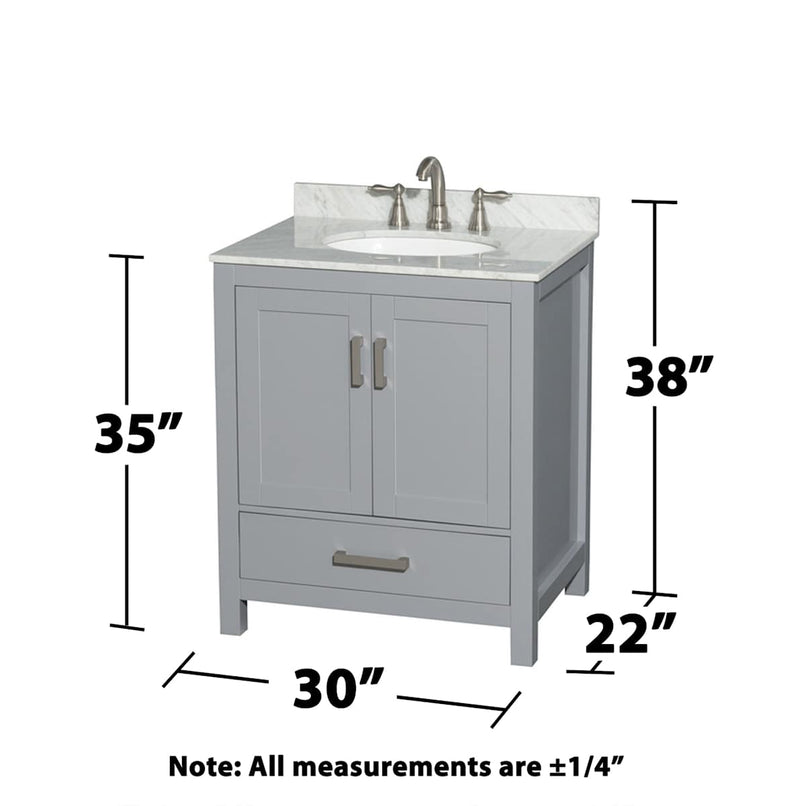 Sheffield 30" Free Standing Single Basin Vanity Set with Cabinet, Marble Vanity Top, and Medicine Cabinet - image 10
