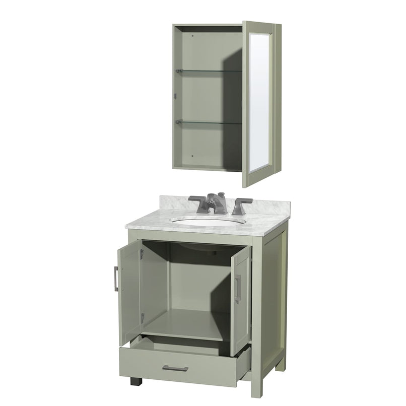Sheffield 30" Free Standing Single Basin Vanity Set with Cabinet, Marble Vanity Top, and Medicine Cabinet - image 17