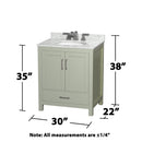 Sheffield 30" Free Standing Single Basin Vanity Set with Cabinet, Marble Vanity Top, and Medicine Cabinet - image 21