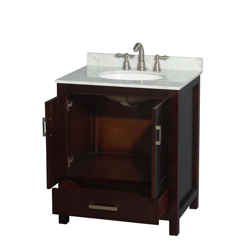 Sheffield 30" Free Standing Single Basin Vanity Set with Cabinet and Marble Vanity Top - image 2