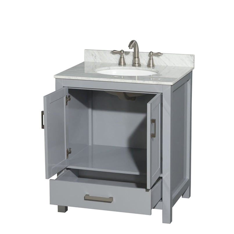 Sheffield 30" Free Standing Single Basin Vanity Set with Cabinet and Marble Vanity Top - image 4