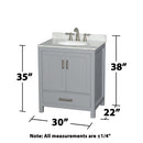 Sheffield 30" Free Standing Single Basin Vanity Set with Cabinet and Marble Vanity Top - image 5