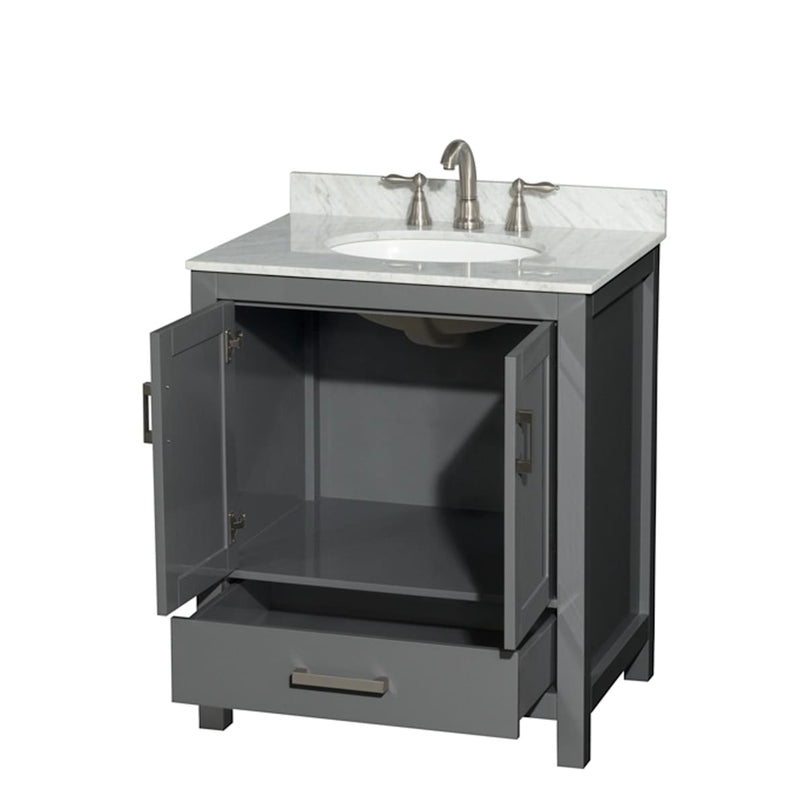 Sheffield 30" Free Standing Single Basin Vanity Set with Cabinet and Marble Vanity Top - image 8