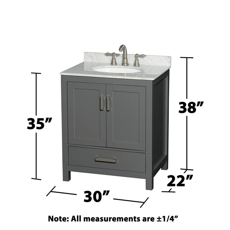 Sheffield 30" Free Standing Single Basin Vanity Set with Cabinet and Marble Vanity Top - image 10