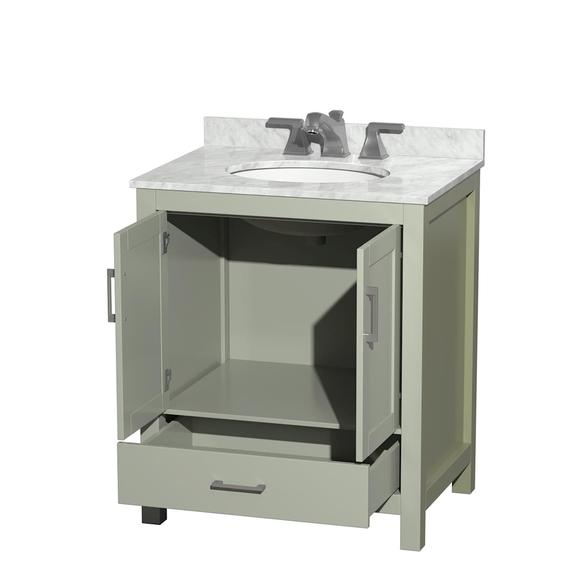 Sheffield 30" Free Standing Single Basin Vanity Set with Cabinet and Marble Vanity Top